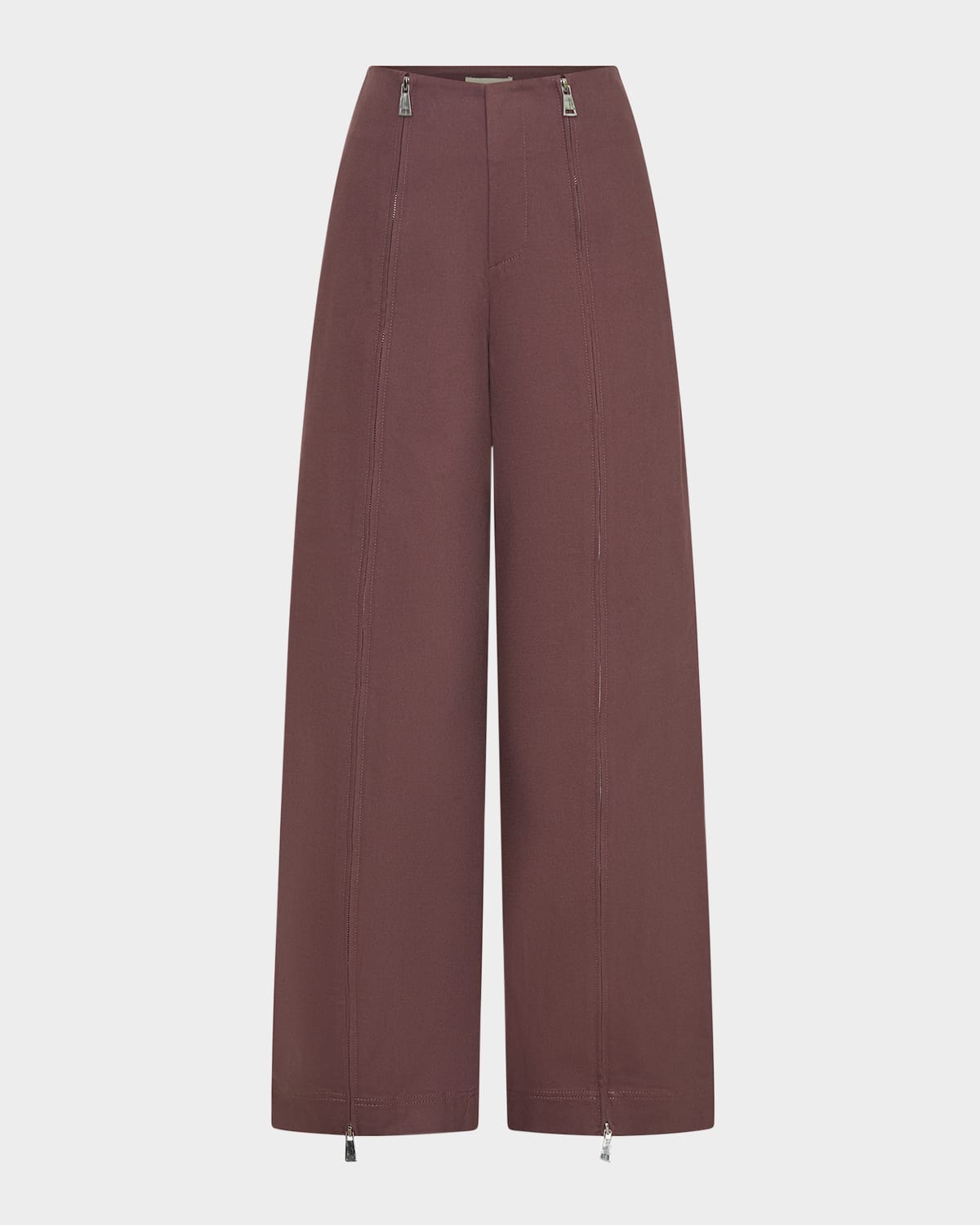 Nicholas Amalia Wide-leg Zipper Pants In Brown