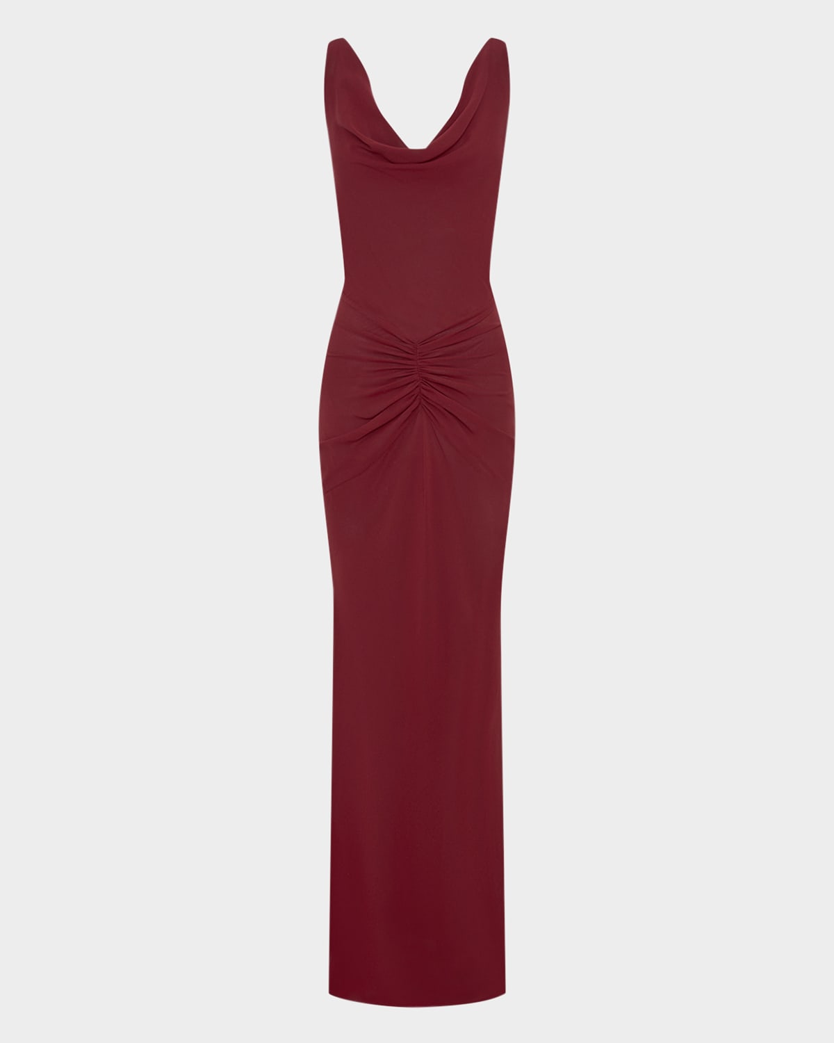 Nicholas Calia Cutout Cowl-neck Column Gown In Burgundy