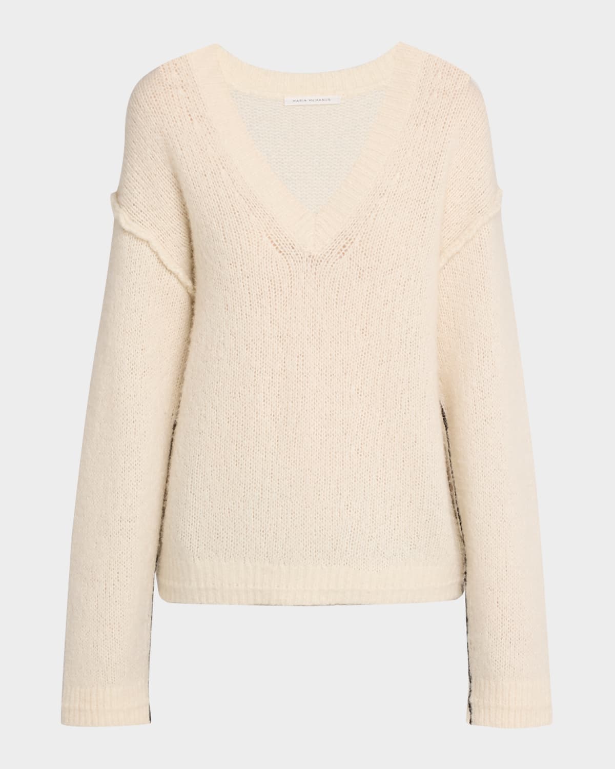 Maria Mcmanus Air Spun Cashmere Knit V-neck Sweater In Yellow