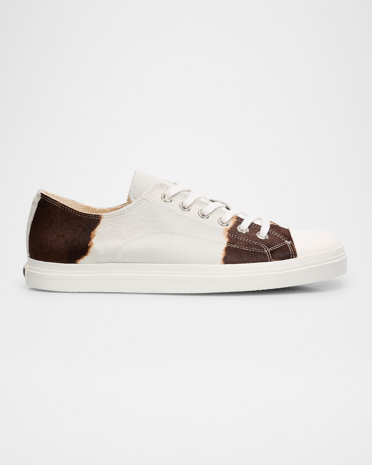 Moschino Cowhide Panelled Sneakers In Neutral