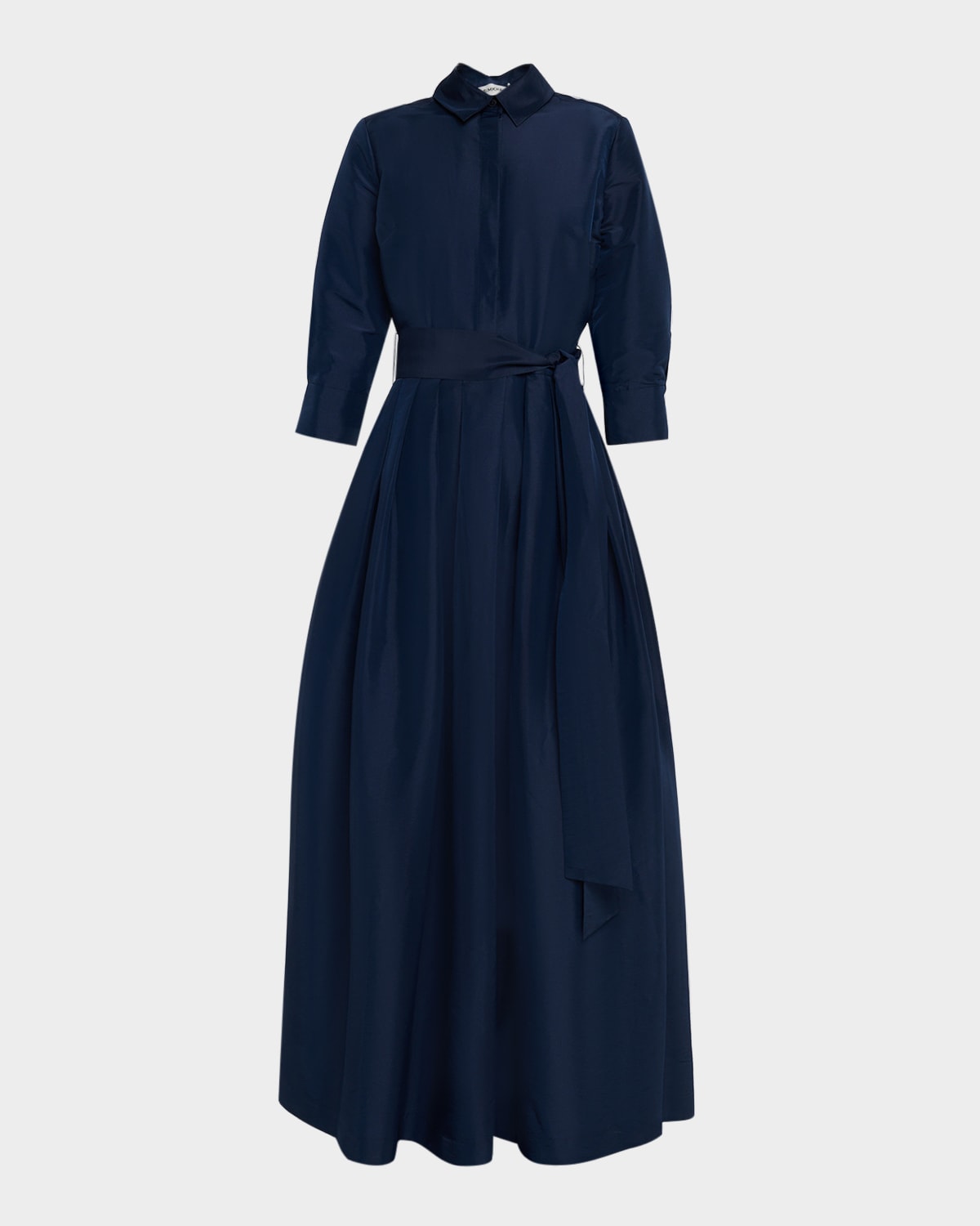 Simkhai Julip Pleated Tie-waist Gown In Blue