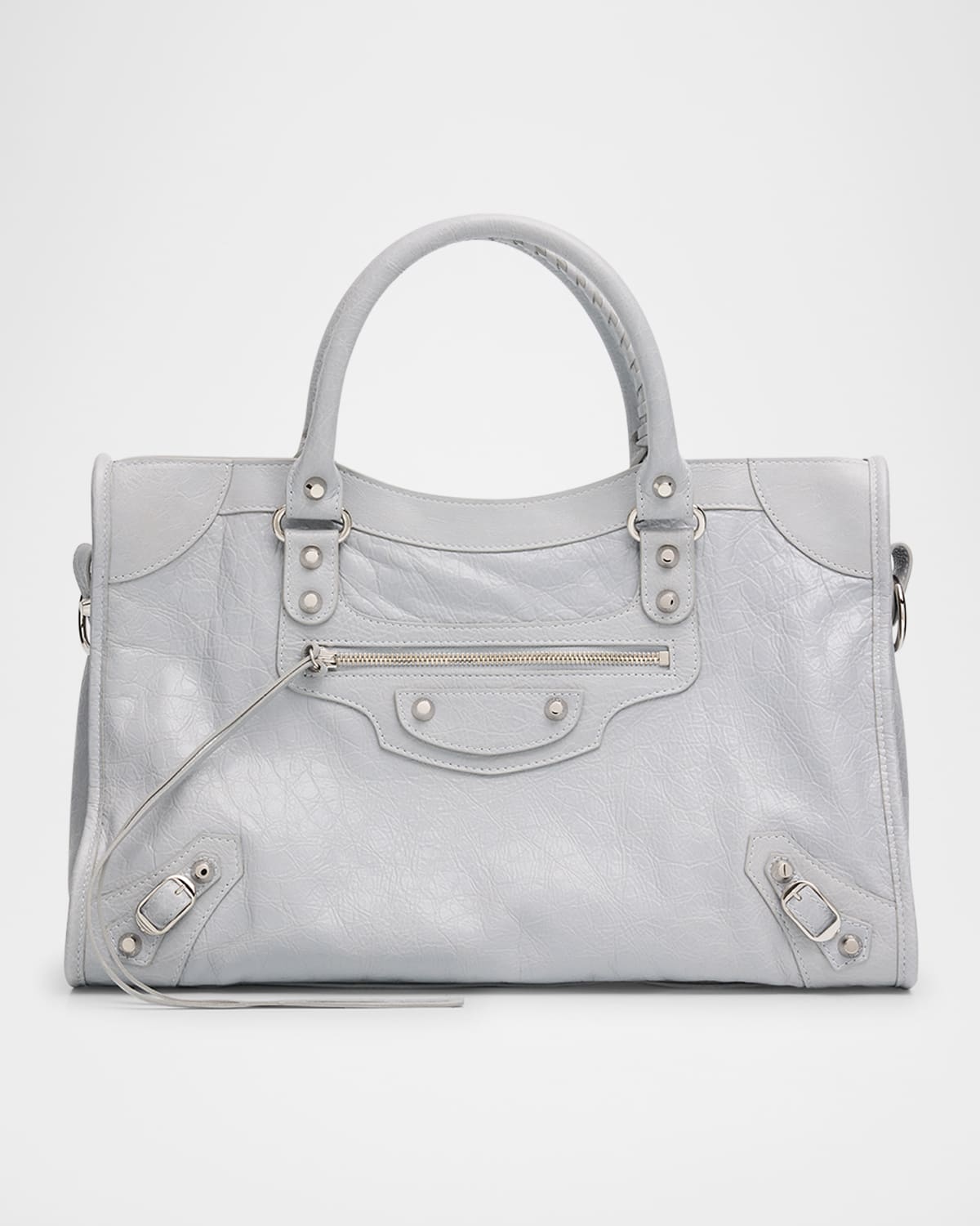 Balenciaga Le City Medium Leather Tote Bag In Gray