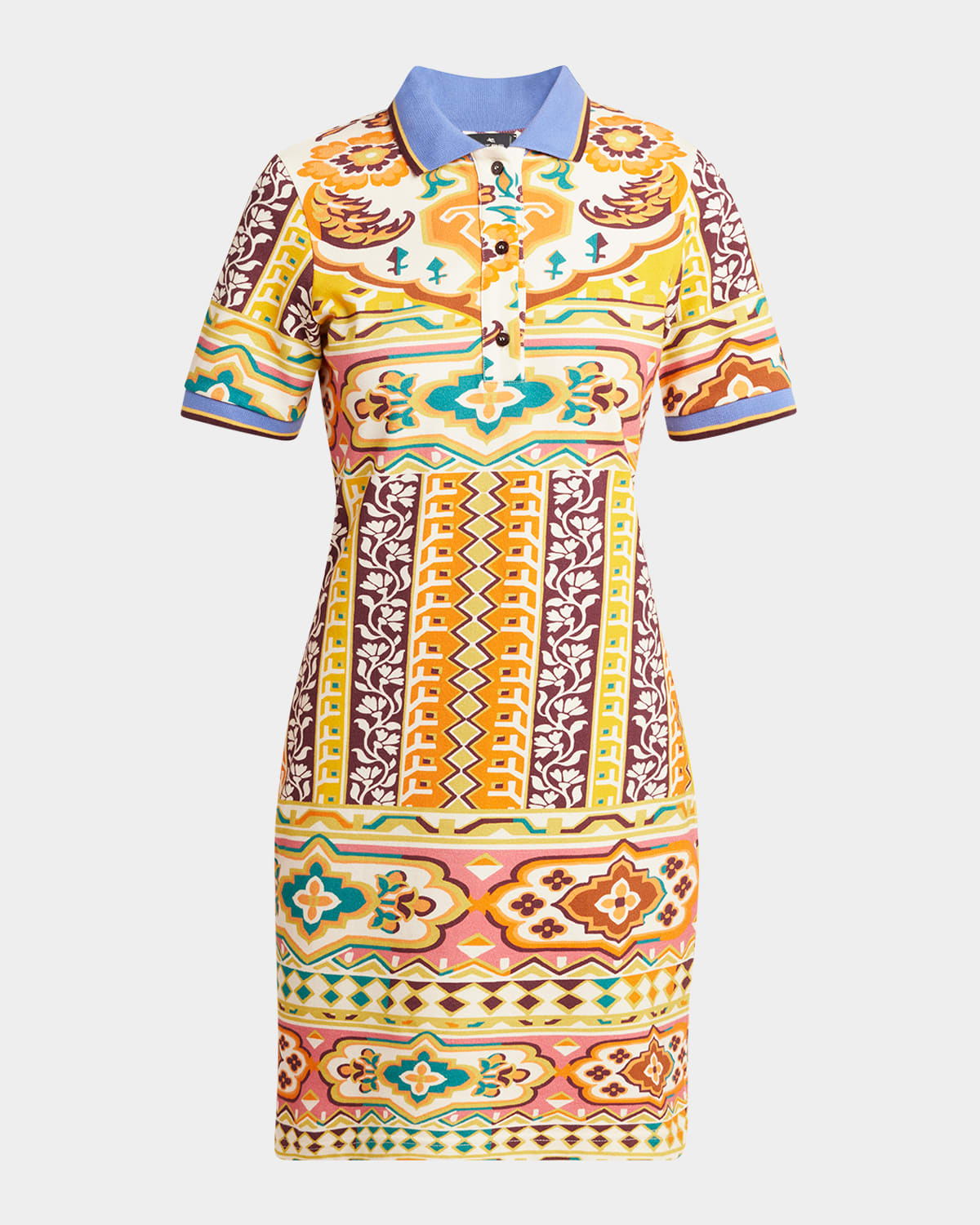 Etro Tapestry Short-sleeve Mini Polo Dress