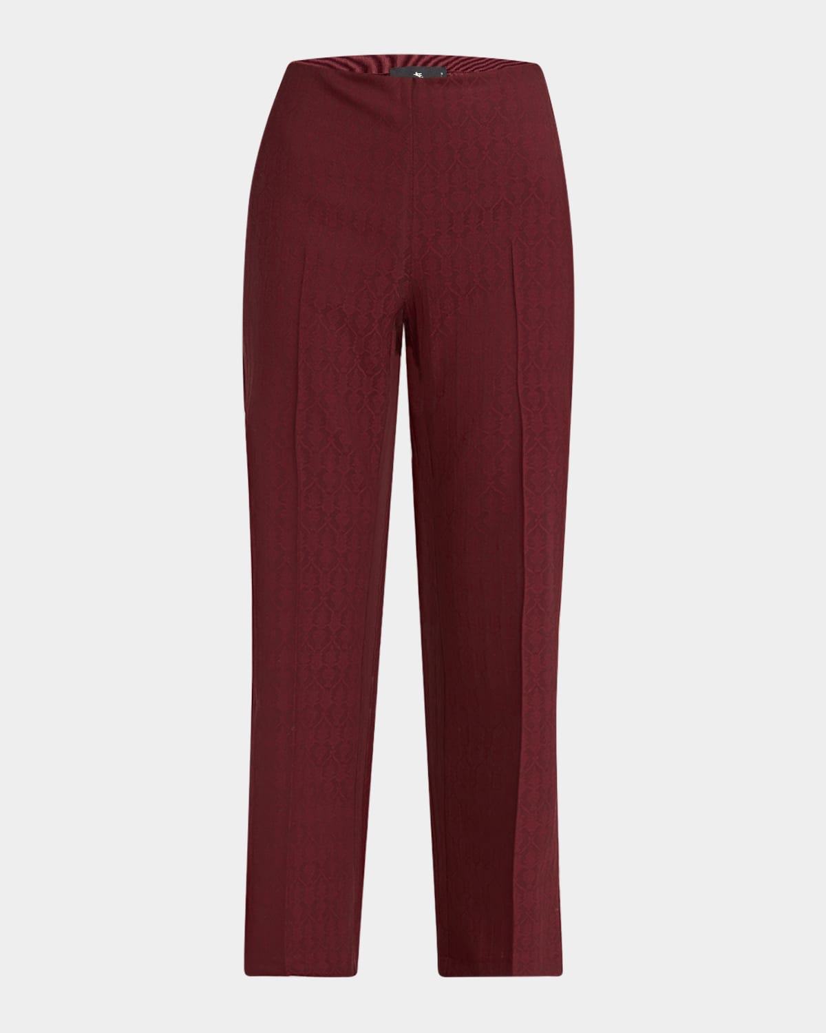 Etro Jacquard Straight-leg Ankle Trousers In Burgundy