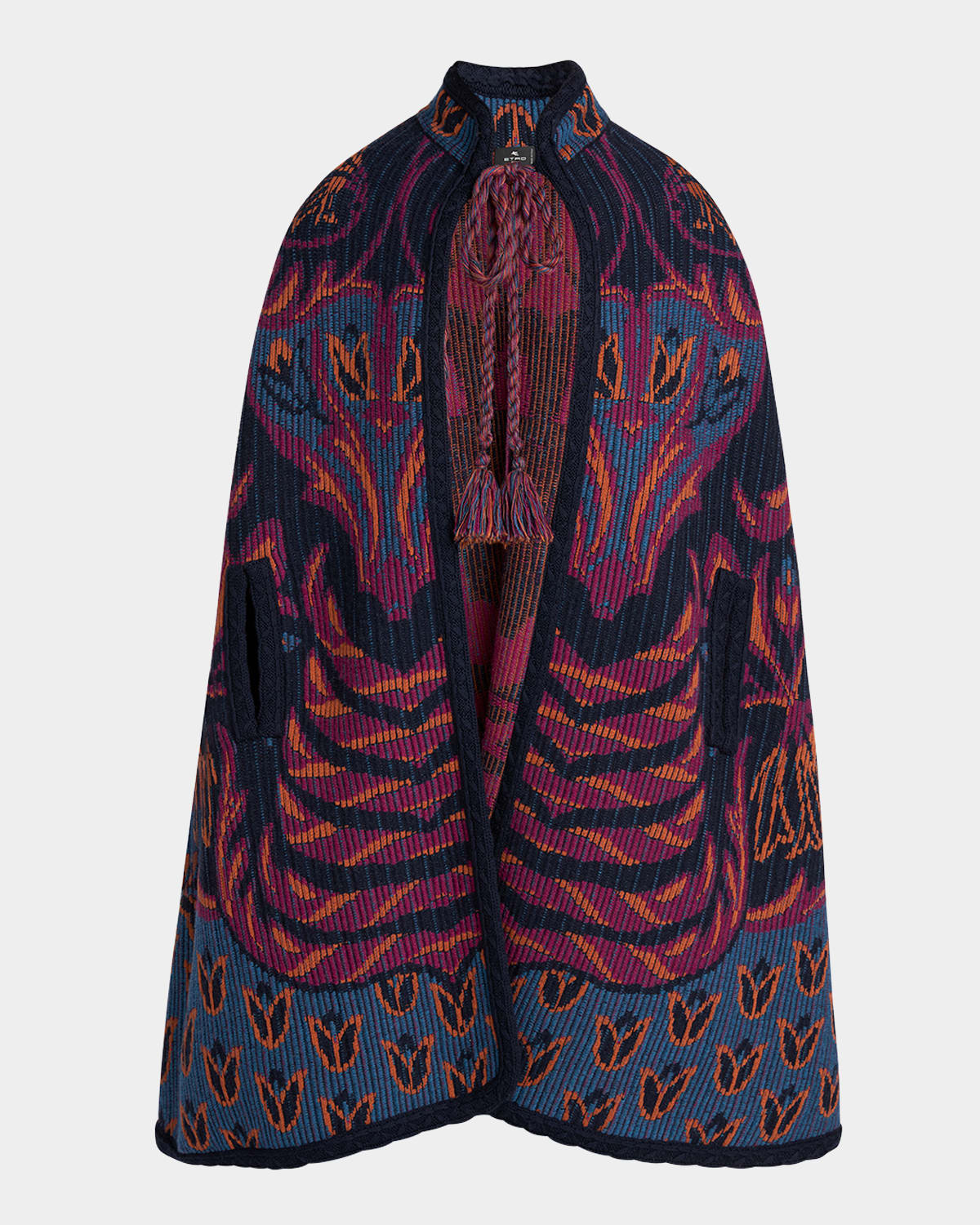 Etro Jacquard Knit Cape Coat