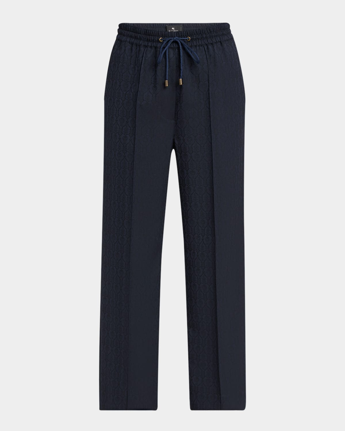 Etro Wool Jacquard Straight-leg Ankle Joggers In Blue