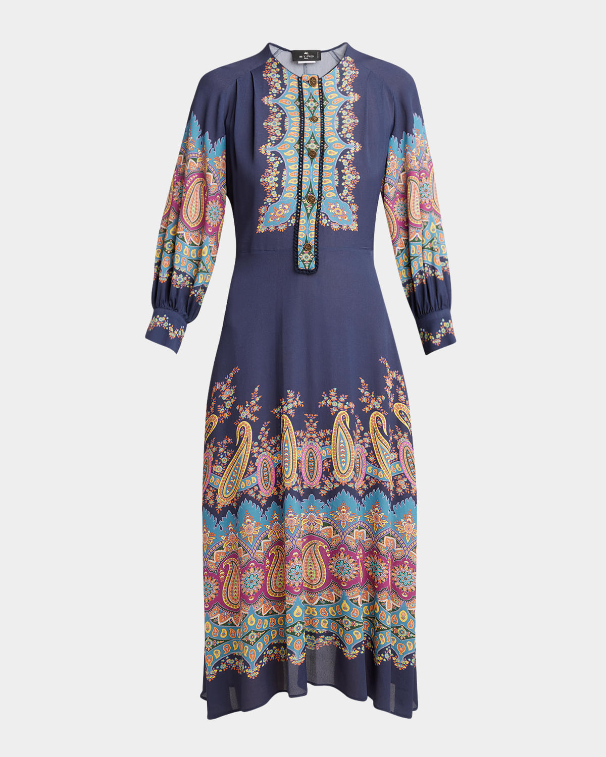 Etro Rosalita Midnight Dream Button-front Midi Dress In Multi