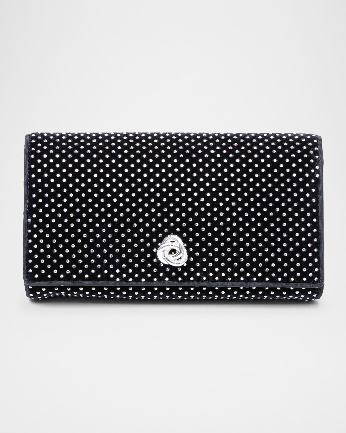 Michelle Wilhite Olivia Flap Rhinestone Clutch Bag In Black