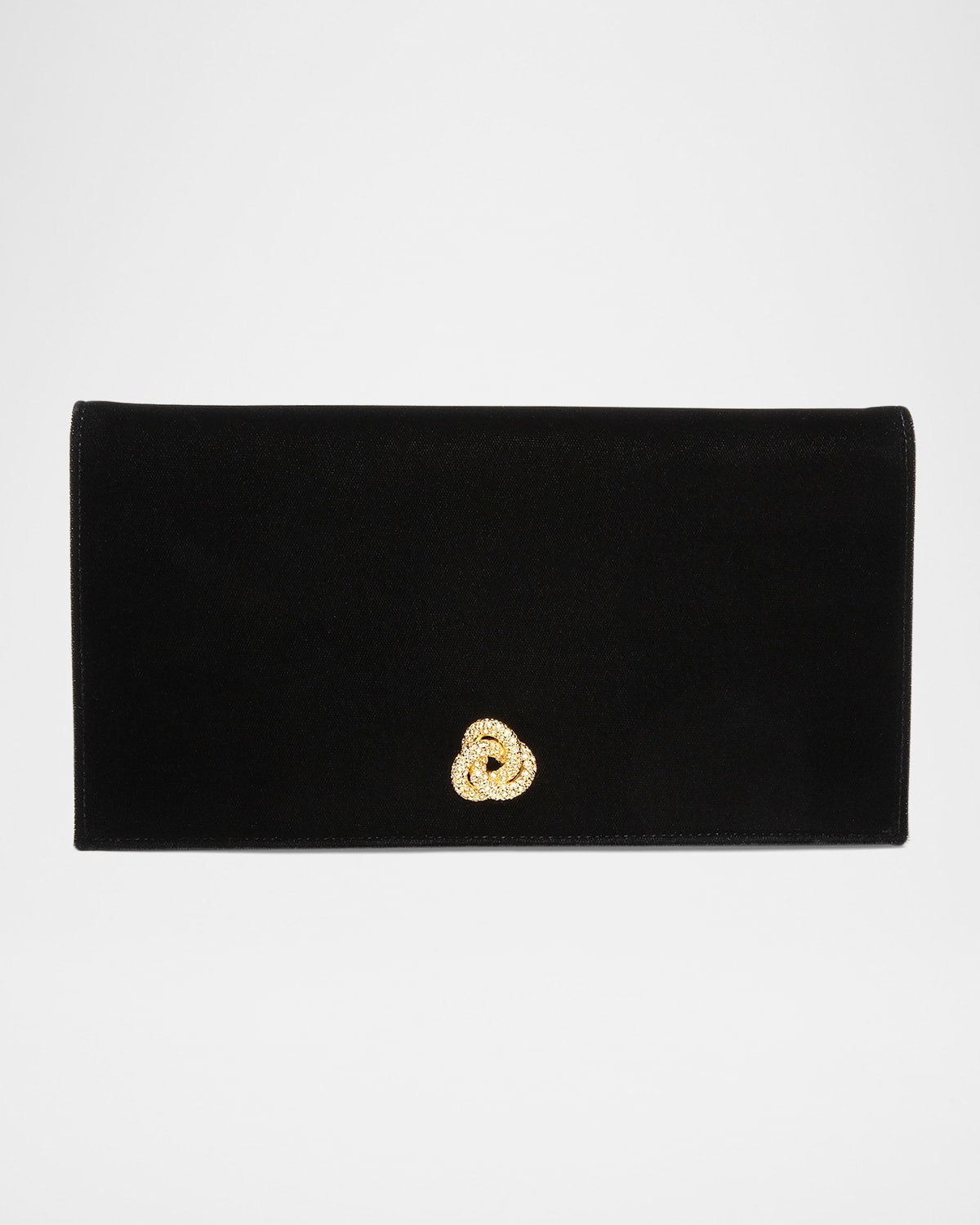 Michelle Wilhite Eloise Velvety Crystal Knot Flap Clutch Bag In Black