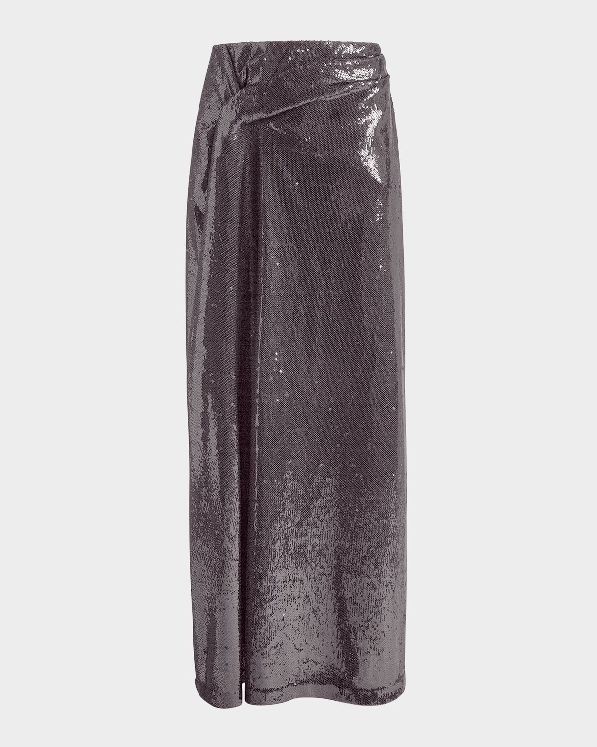 Kate Barton Draped Sequin Maxi Skirt In Gray