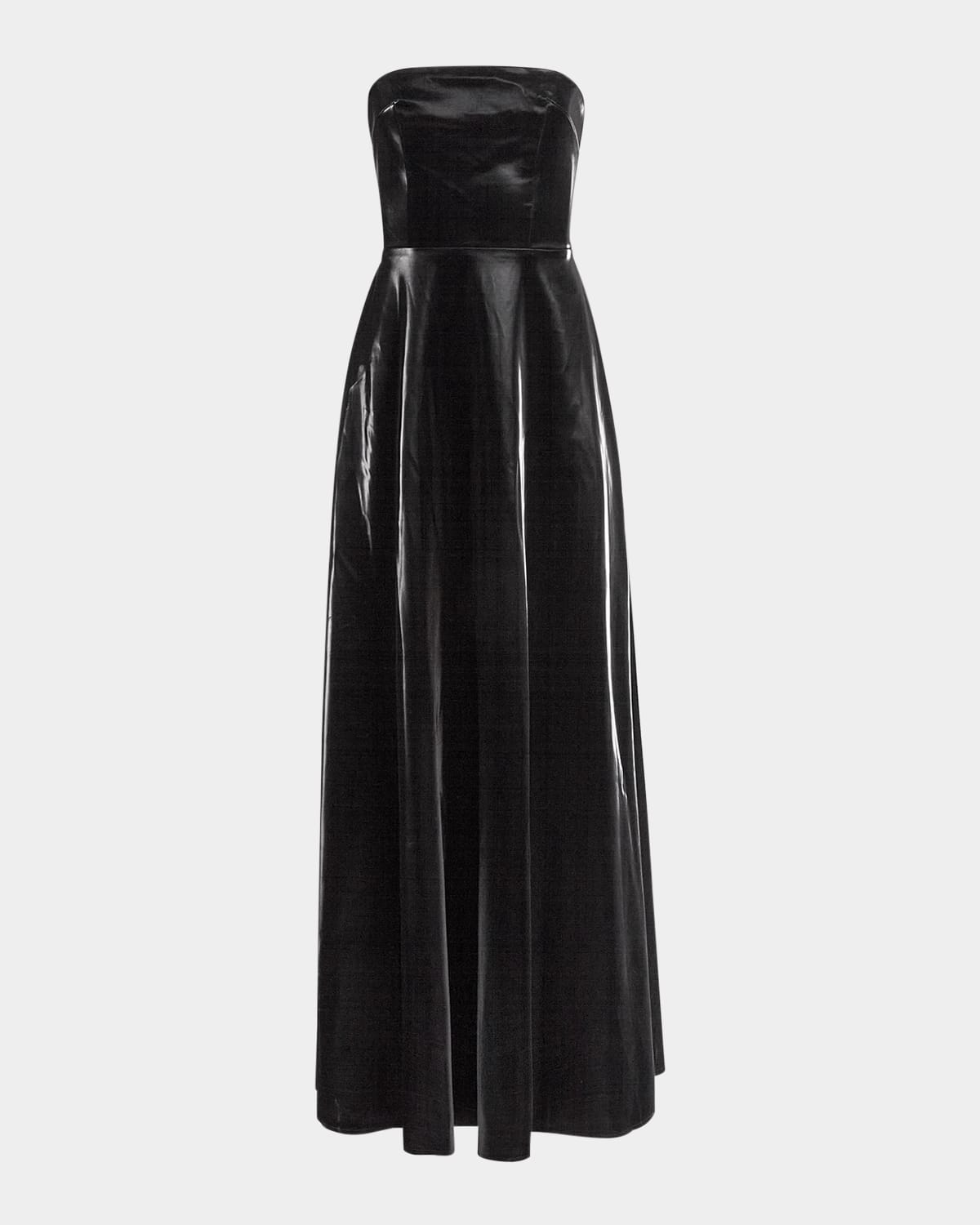 Kate Barton Strapless A-Line Patent Vinyl Gown