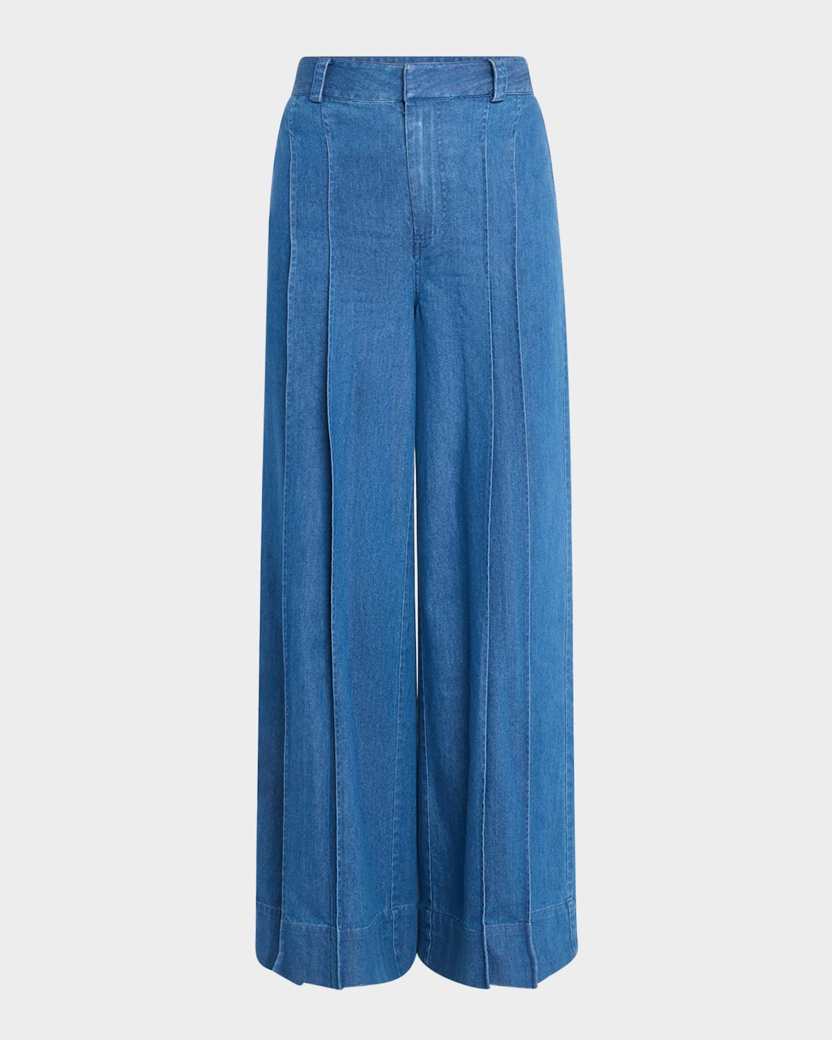 Derek Lam 10 Crosby Katrina Wide-Leg Chambray Trousers