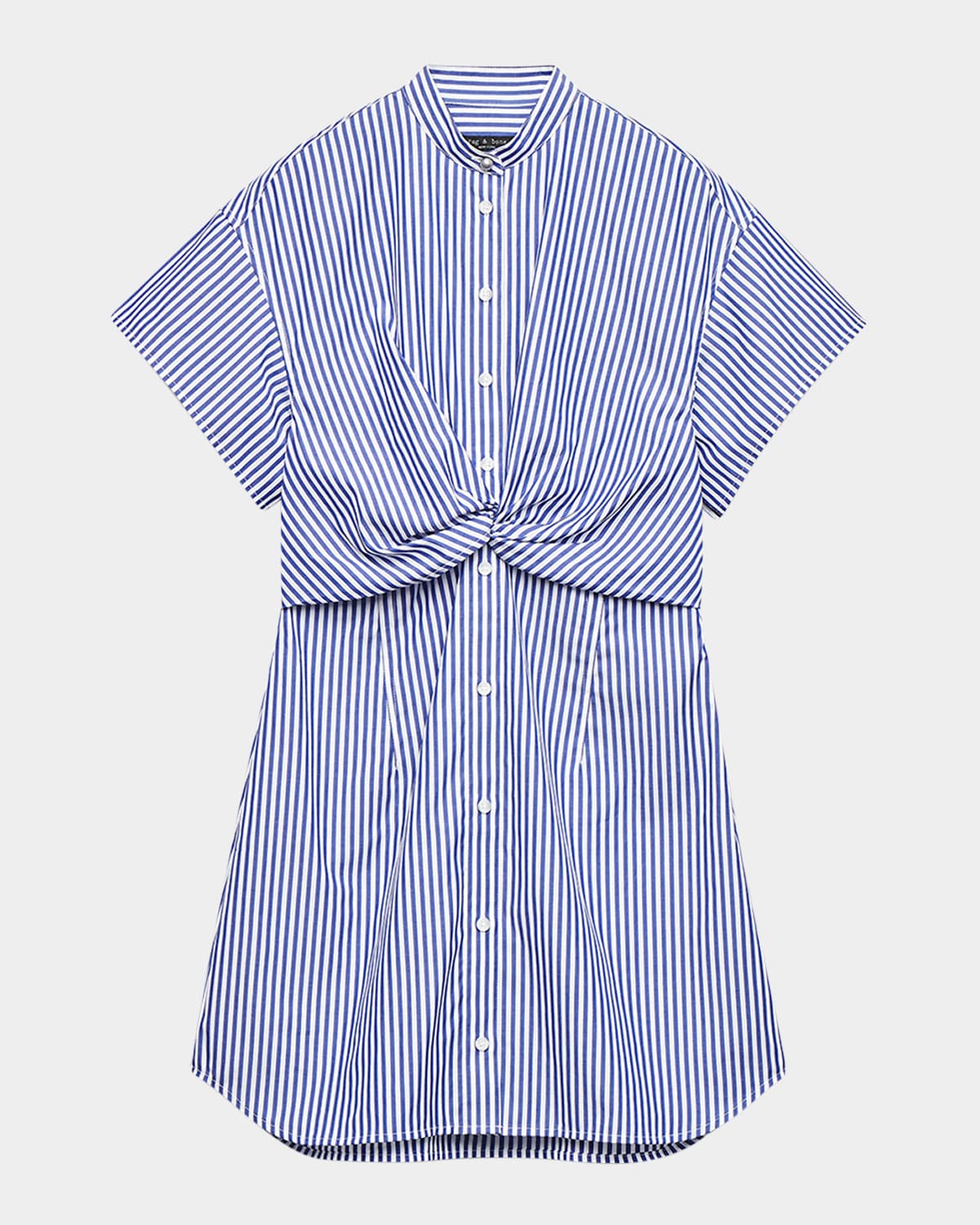 Rag & Bone Gretchen Stripe Twist-front Dress In Blue