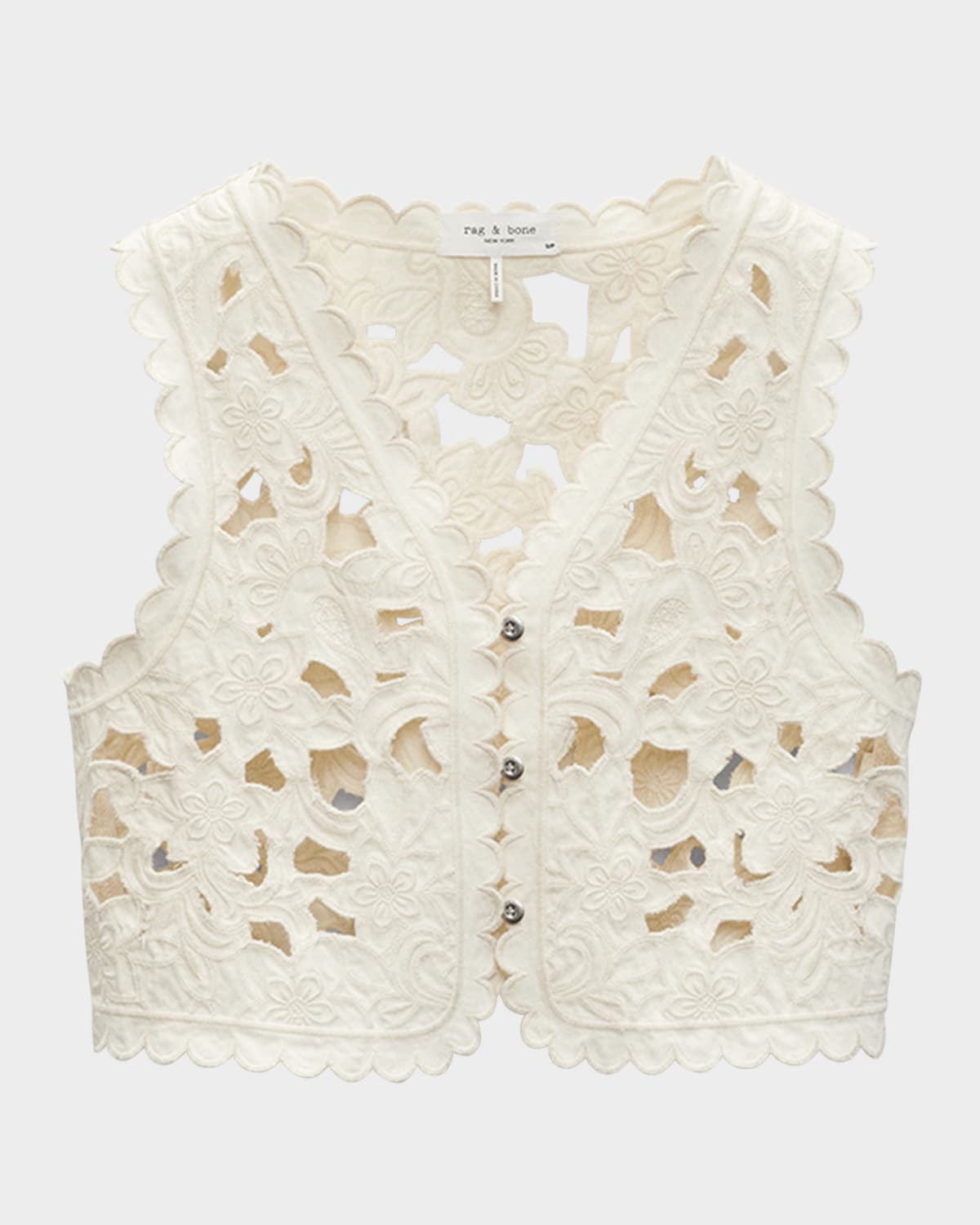 Rag & Bone Coralie Floral Cut-out Cropped Vest In White