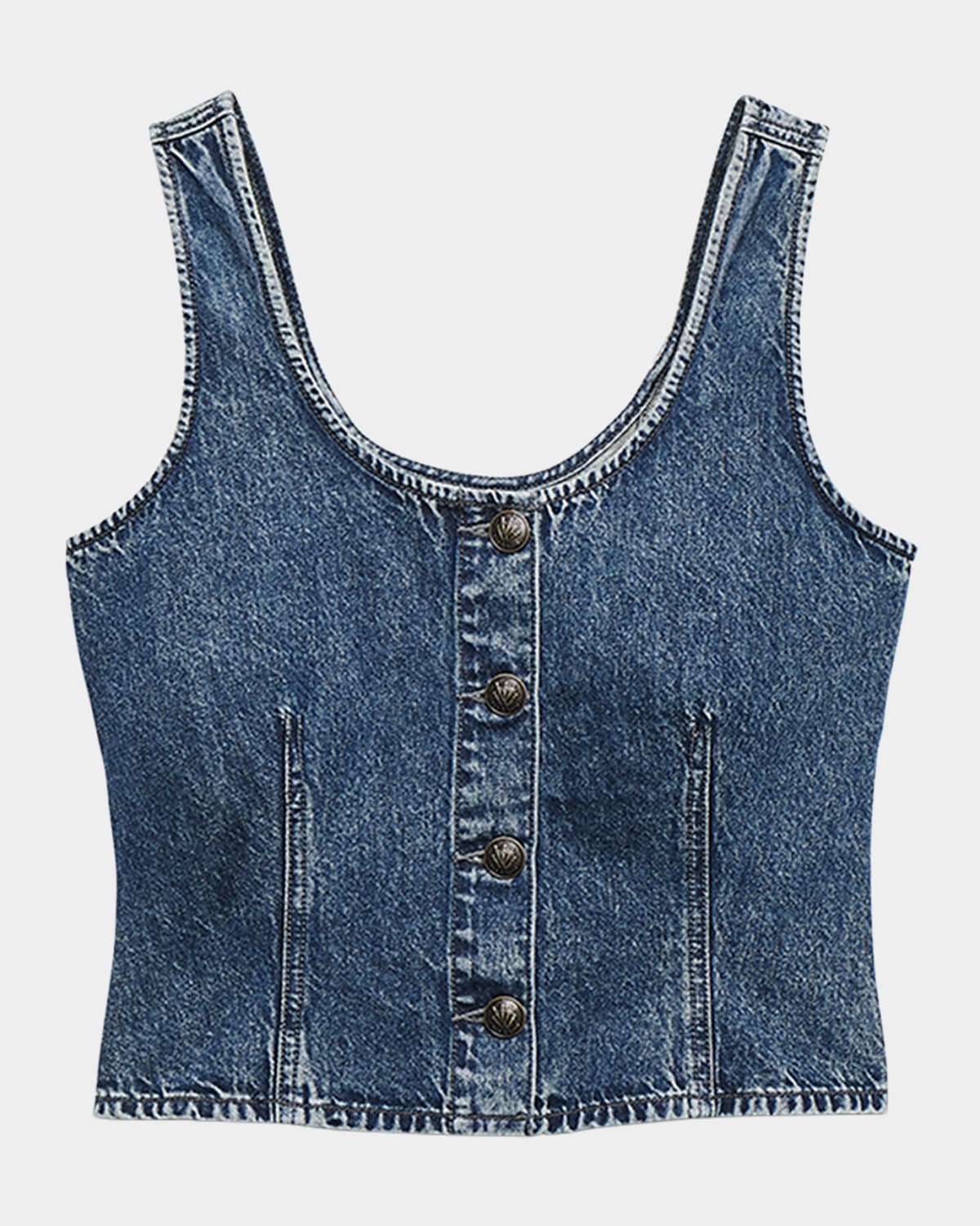 Rag & Bone Poppy Button-front Denim Top In Blue