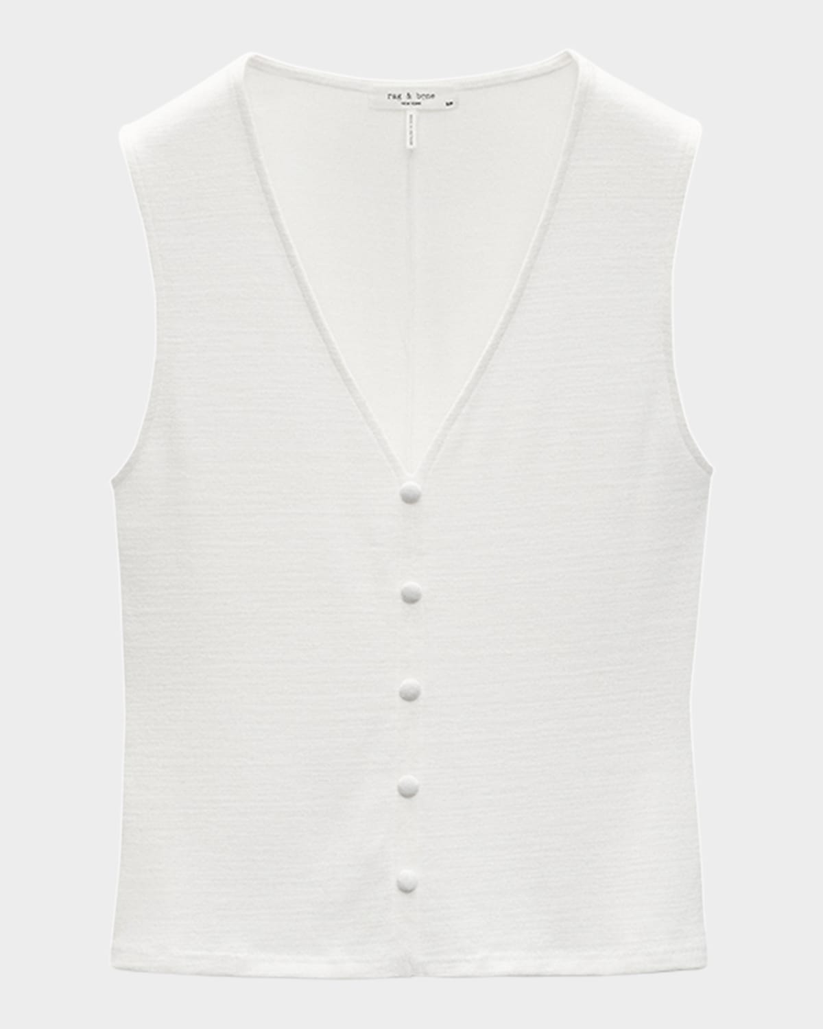 Rag & Bone The Knit Button-up Tank Top In Gray