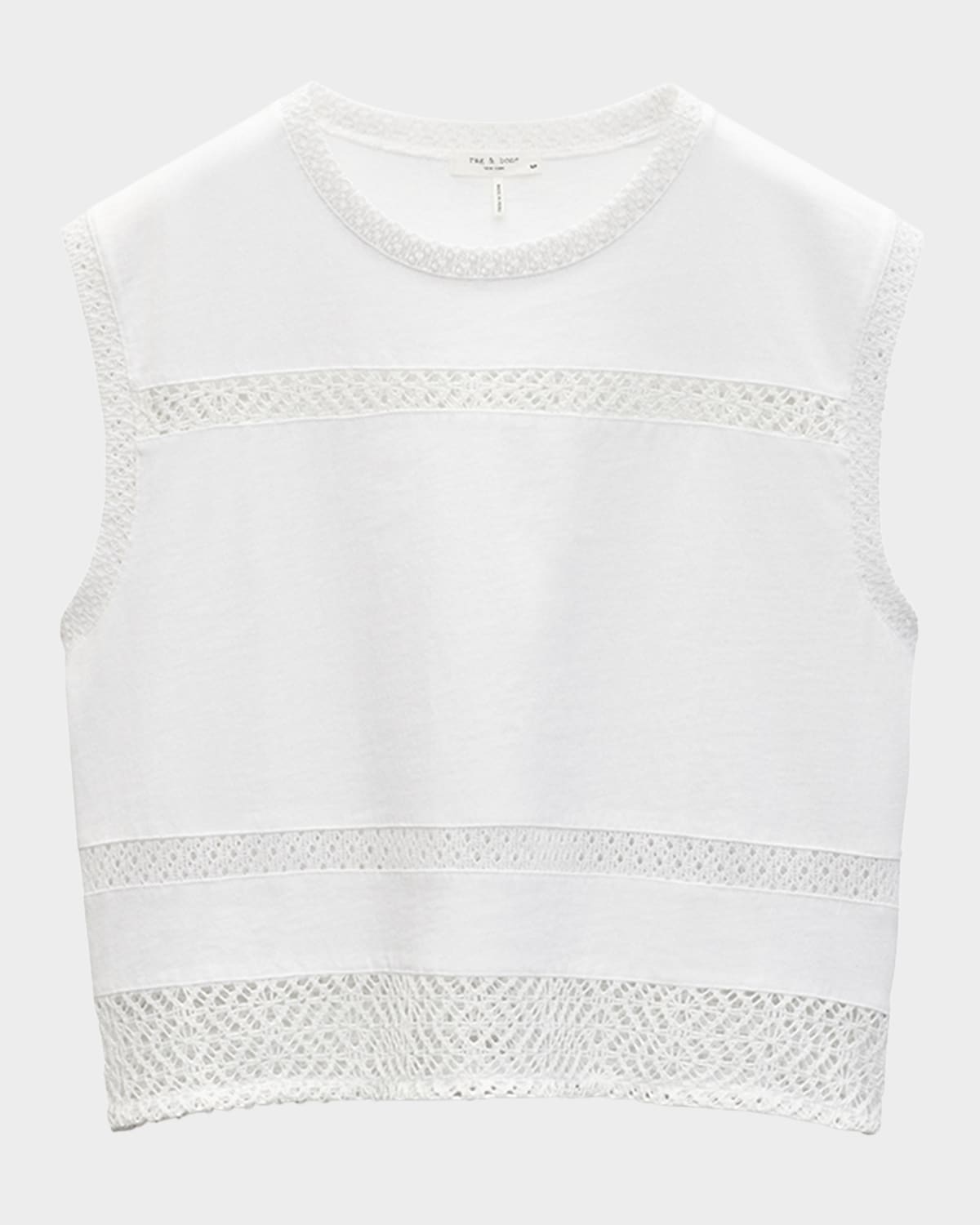 Rag & Bone Rosie Embroidered Muscle Tank Top In White