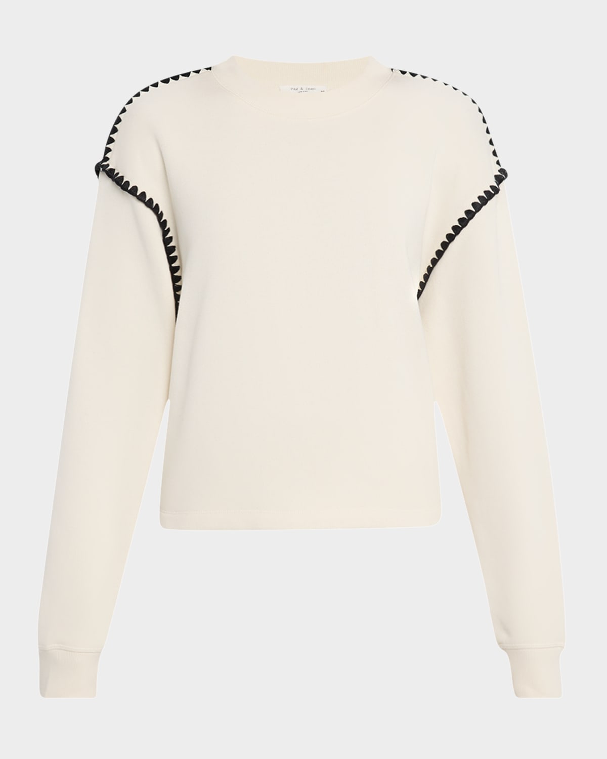 Rag & Bone Vintage Terry Blanket-stitch Pullover In Neutral