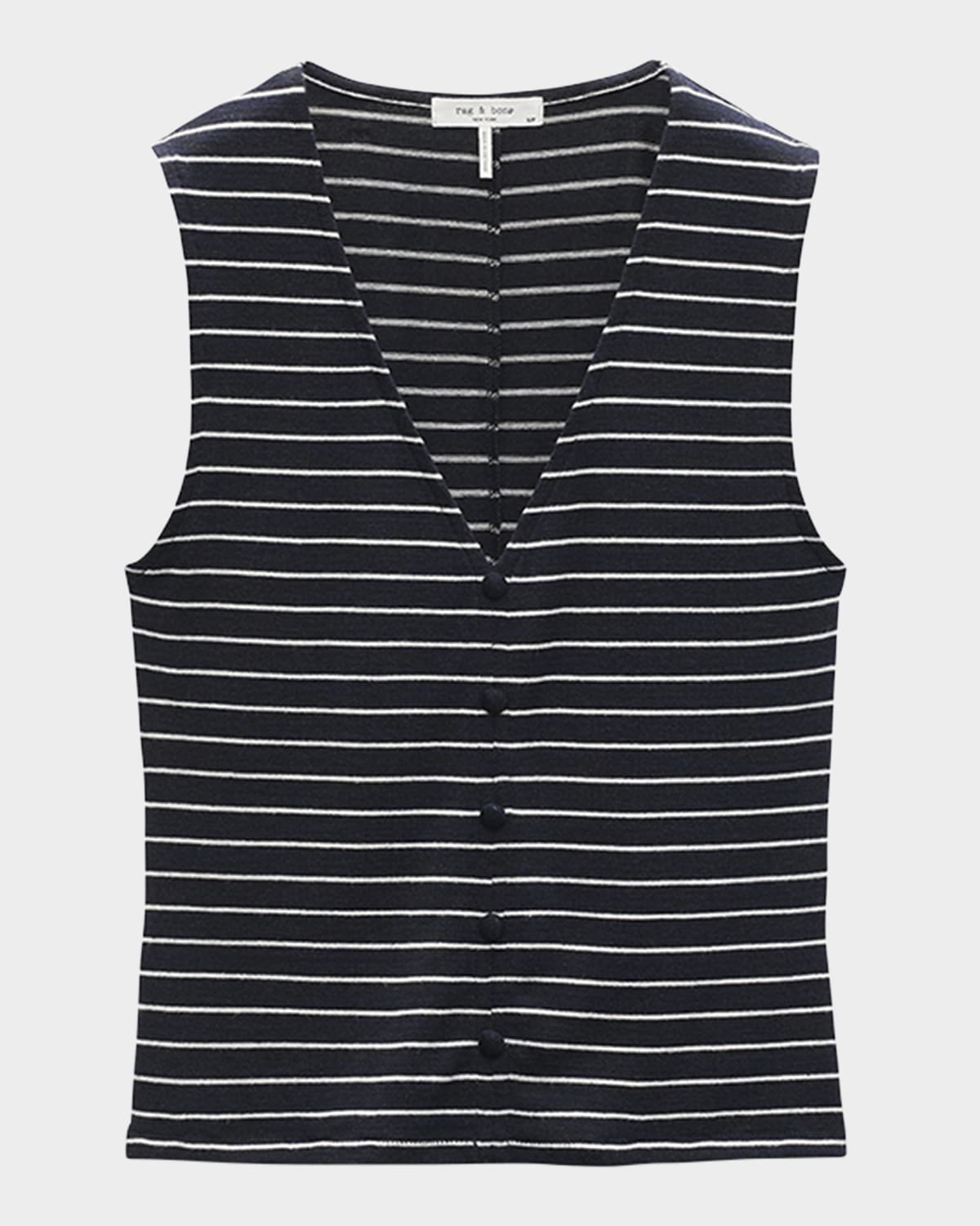 Rag & Bone The Knit Stripe Button-front Tank Top In Black