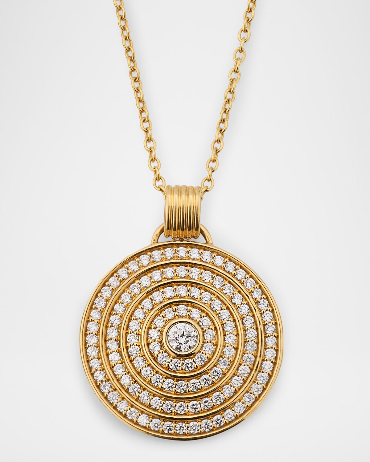 Universum Pave Medallion Necklace, 23mm