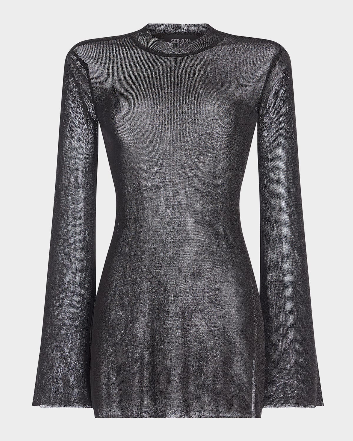 Ser.o.ya Ines Longline Metallic Knit Top In Black