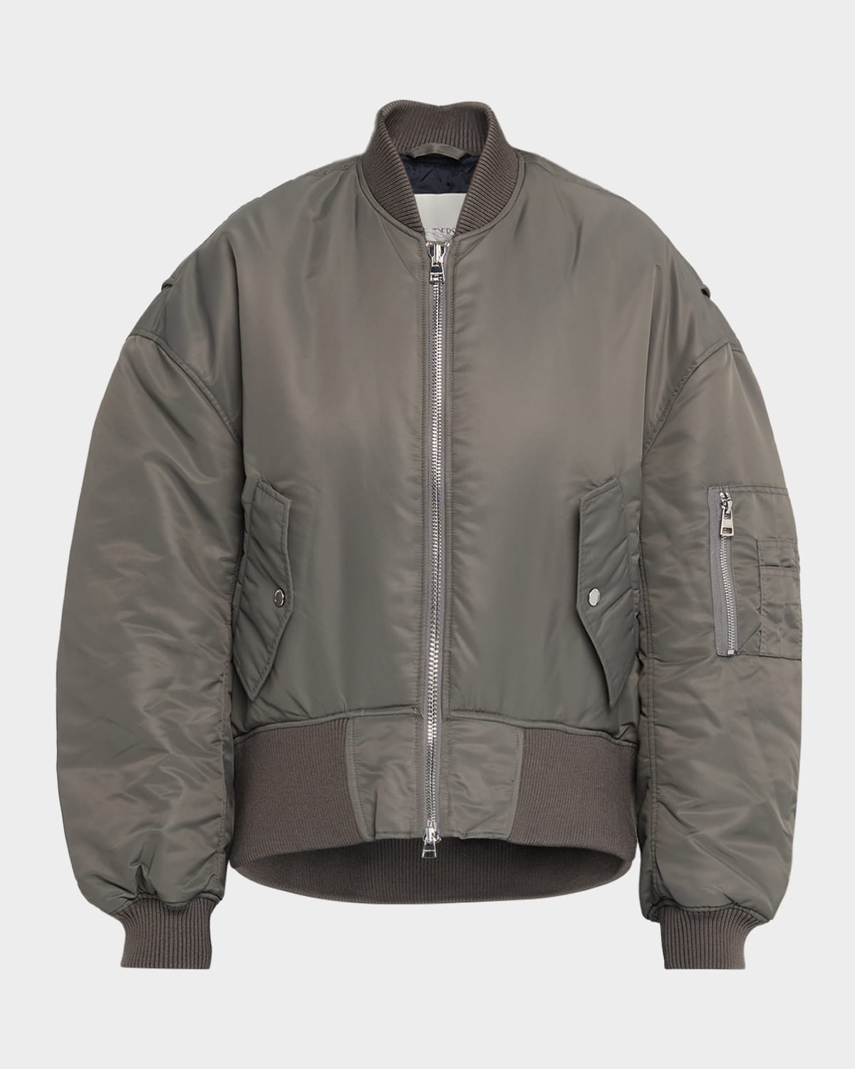 Jw Anderson Oversized Curved Bomber Jacket In Gray