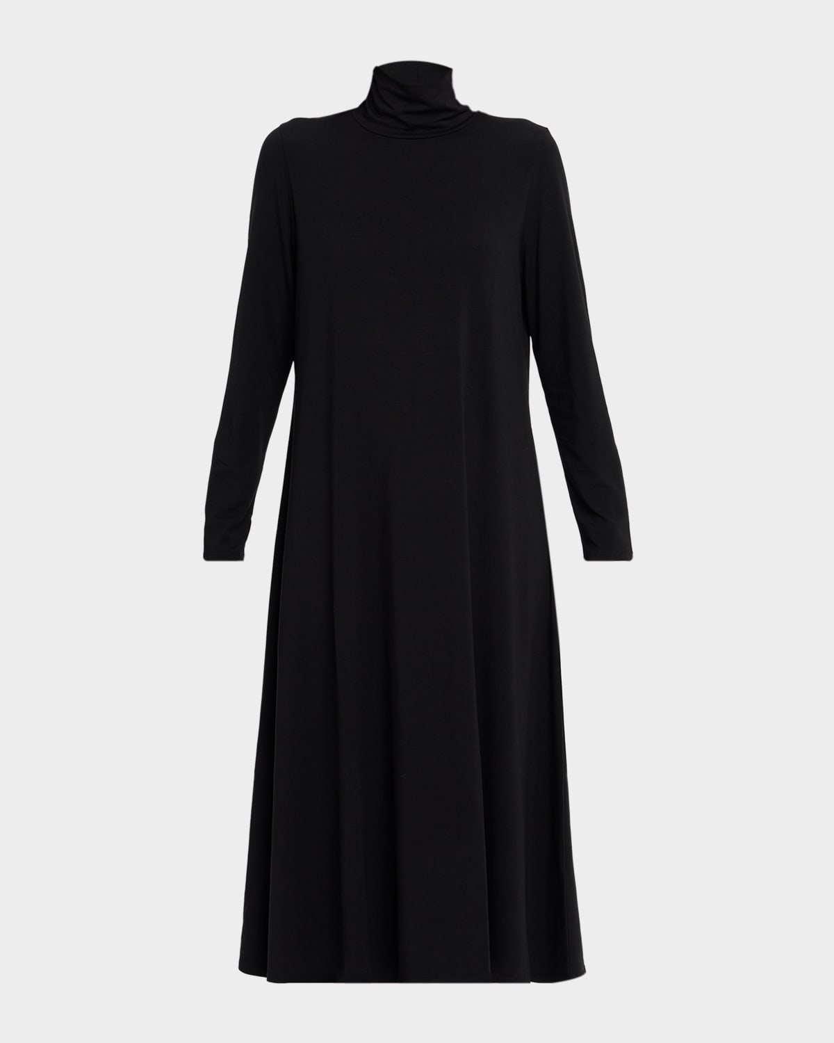 Eileen Fisher Turtleneck Stretch Jersey Midi Dress In Black
