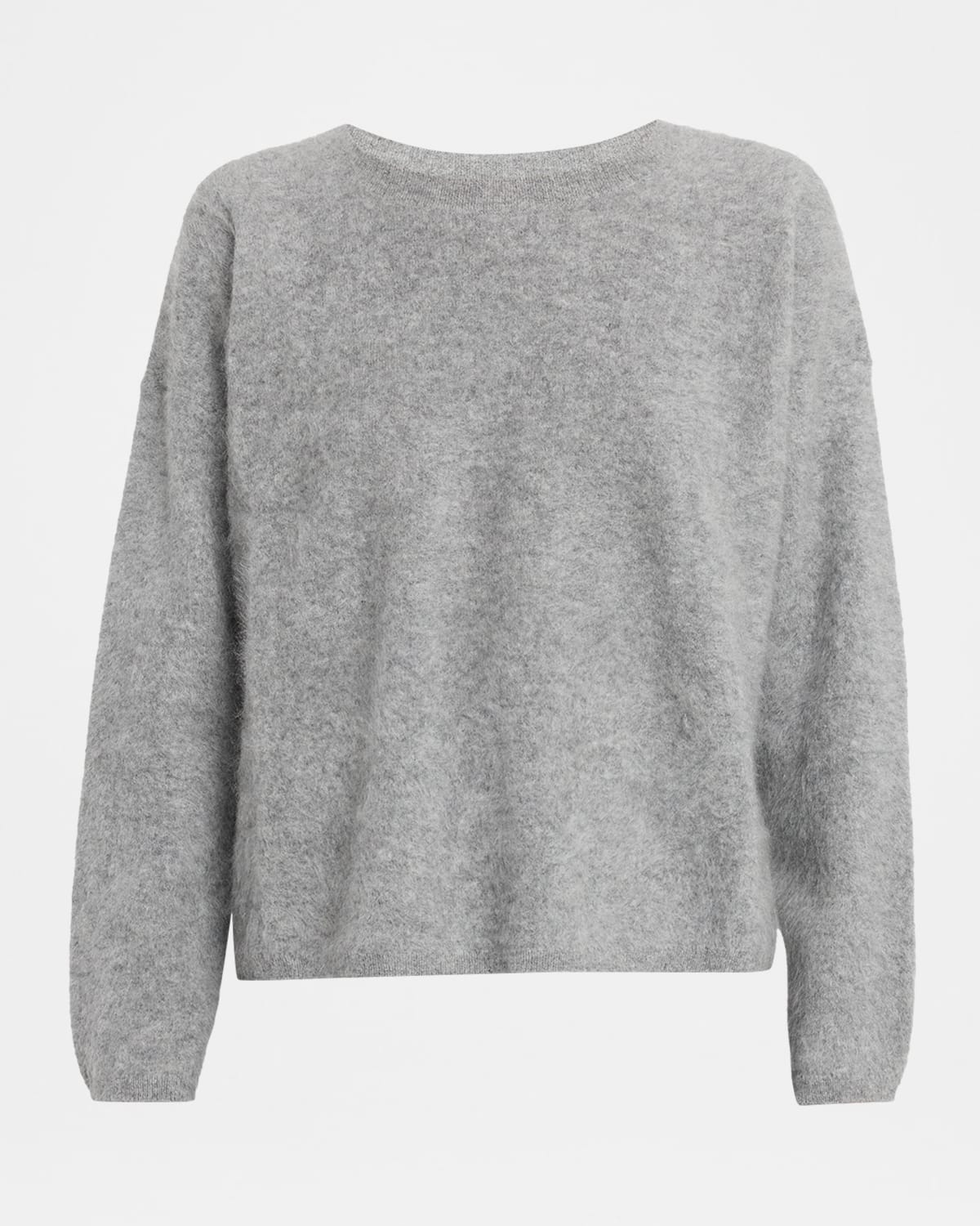 Eileen Fisher Fluffy Cashmere Crewneck Sweater In Gray