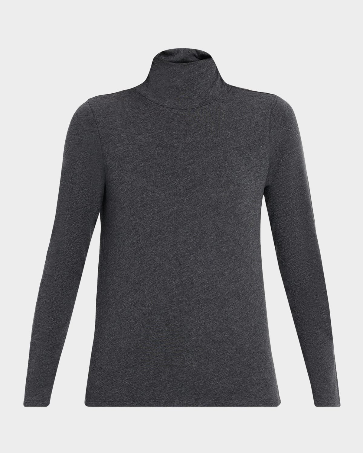 Eileen Fisher Petite Melange Lightweight Knit Turtleneck In Gray
