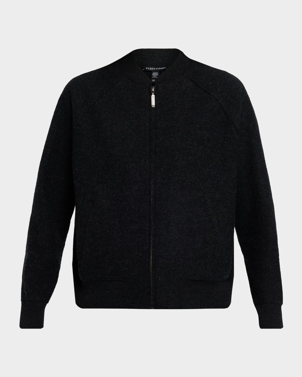 Eileen Fisher Petite Lightweight Boiled Wool Zip-Front Jacket