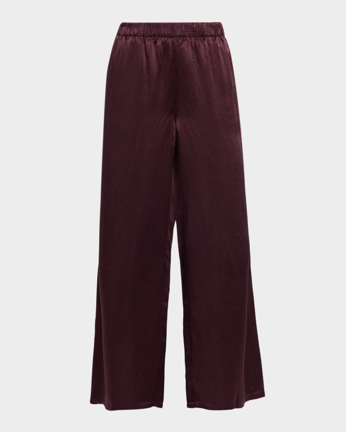 Eileen Fisher Wide-leg Crinkled Satin Pants In Brown