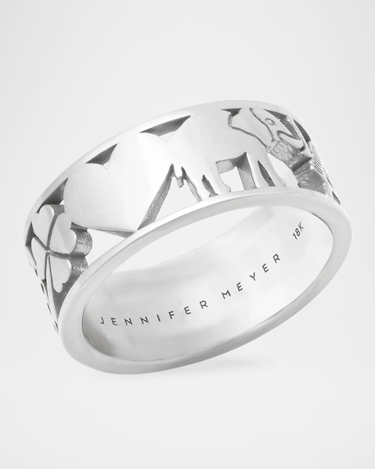 18K White Gold Good Luck Diamond Band Ring