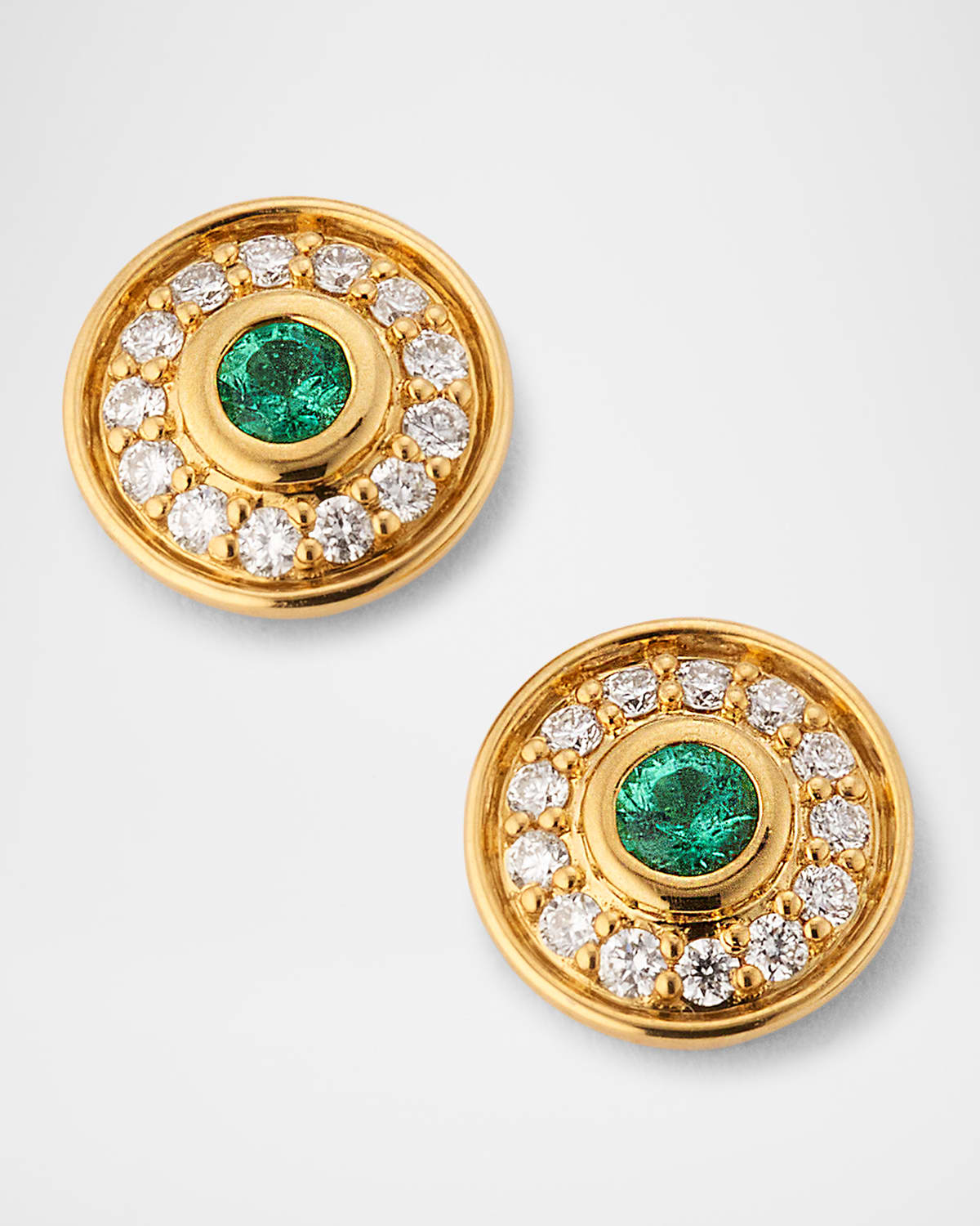 ALMASIKA 18K Universum Petite Pave Diamond and Emerald Stud Earrings