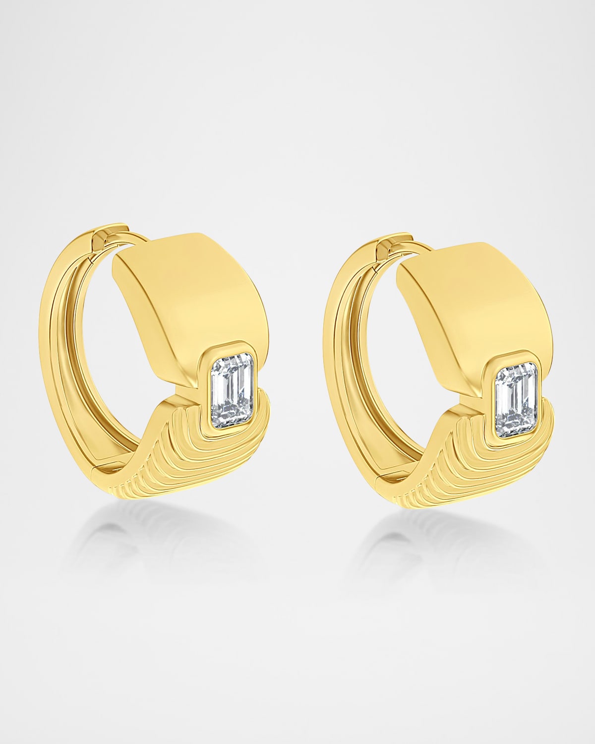18K Adire Diamond Huggie Earrings