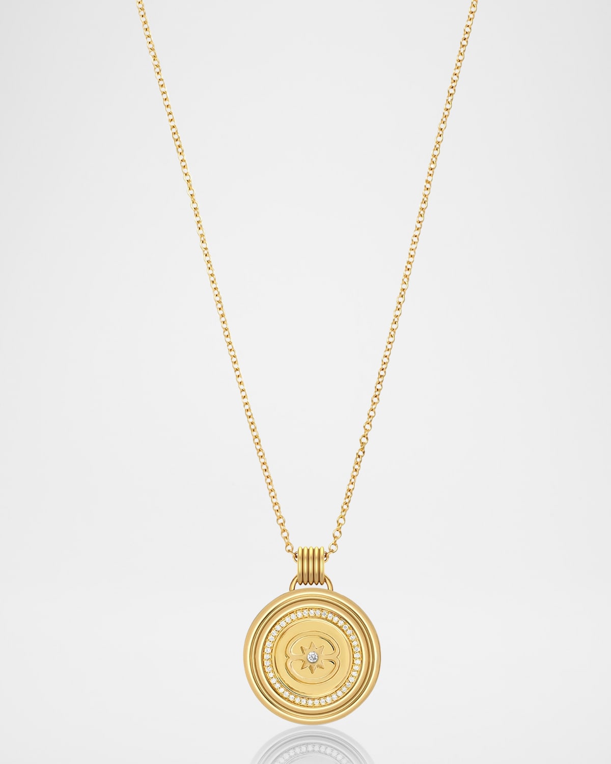 18K Sagesse Stella Diamond Pave Medallion Necklace