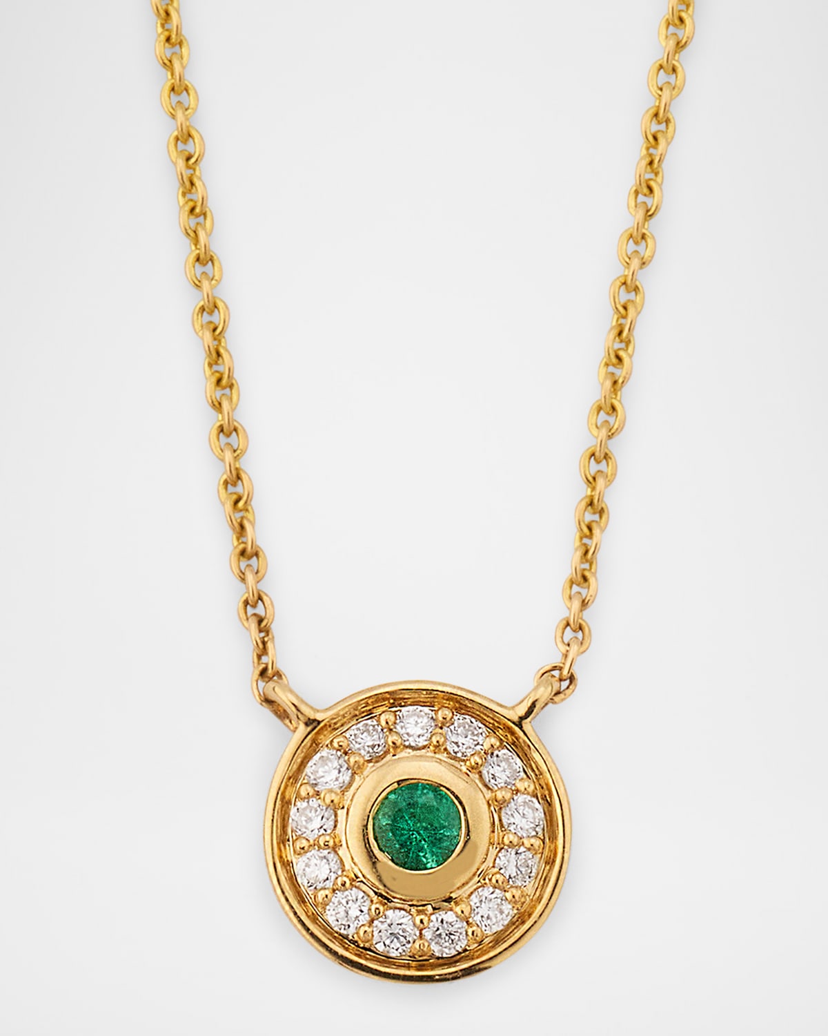 18K Universum Petite Pave Diamond and Emerald Necklace