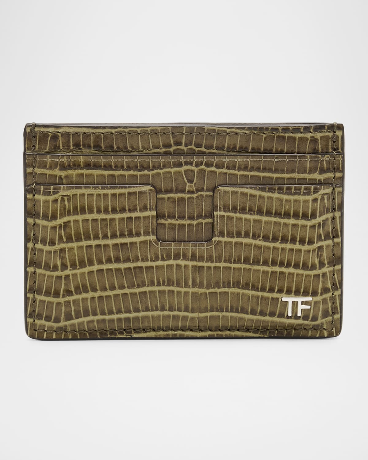 Men's T Line Printed Leather Card Holder