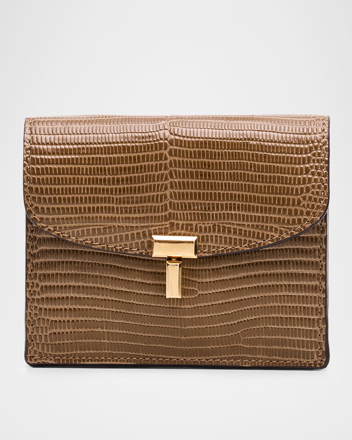 T-Lock Lizard-Embossed Leather Cardholder