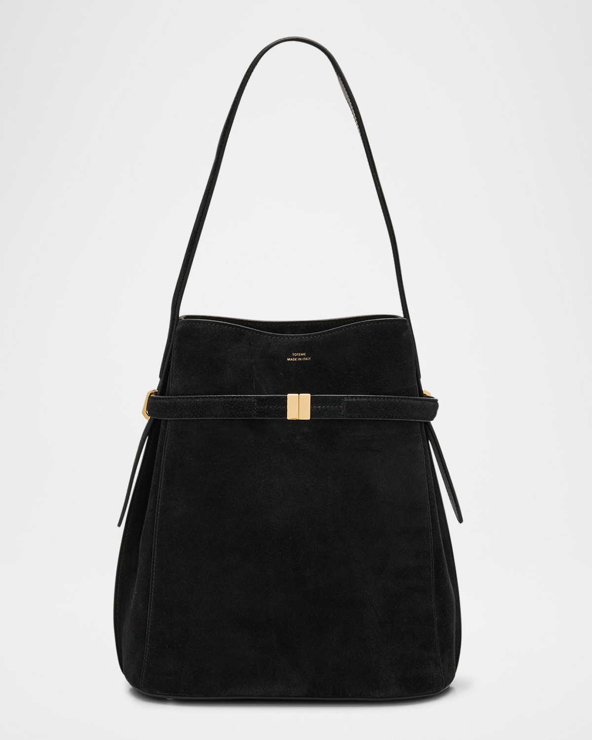 Totême Toteme Belted Suede Bucket Bag In Black