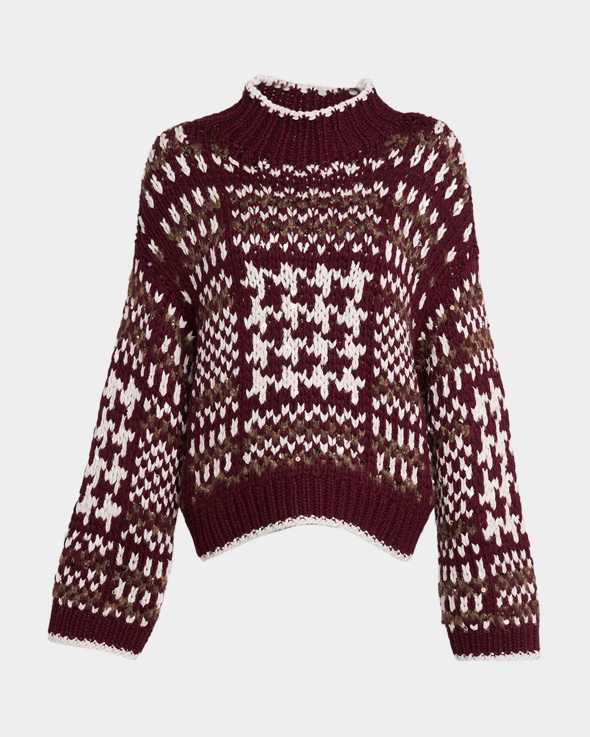 Brunello Cucinelli Mock-neck Nordic Cashmere Sweater In Multi