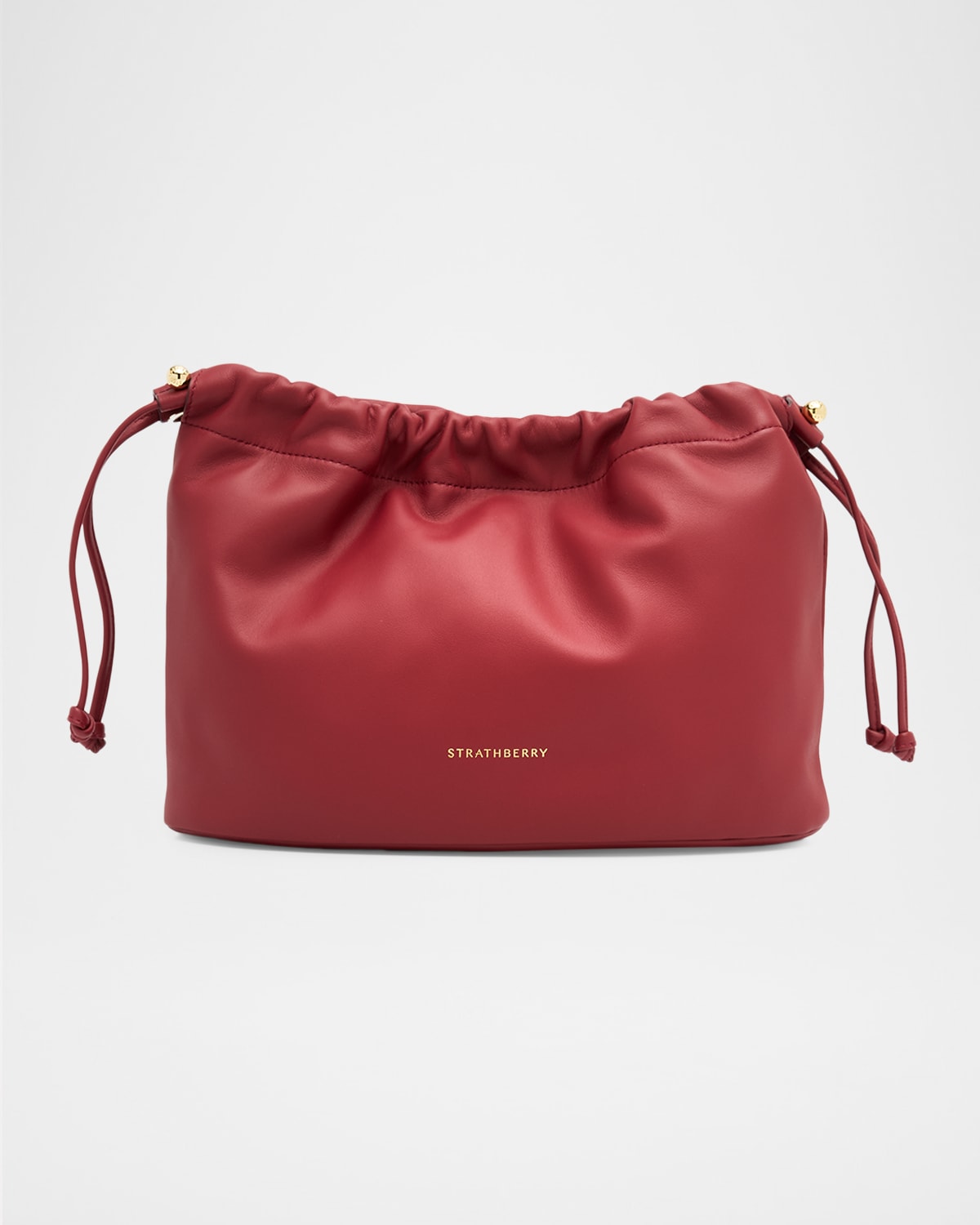 Strathberry Charlotte Midi Nappa Leather Drawstring Bag In Burgundy