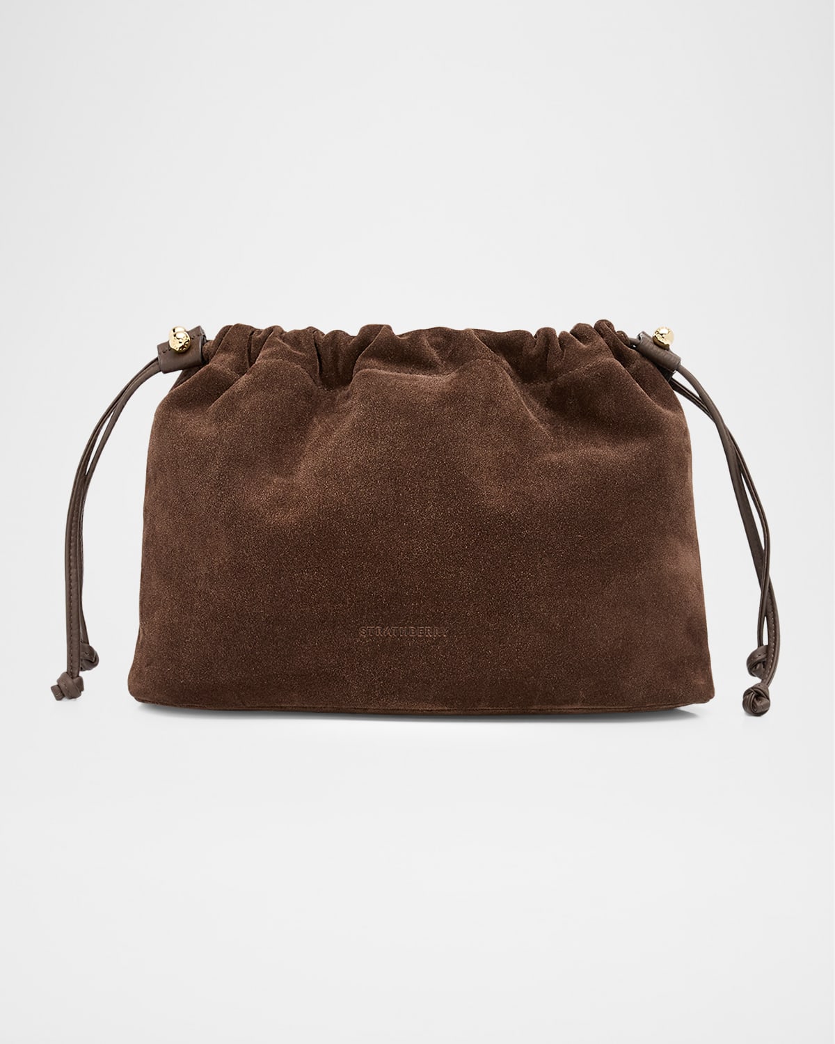 Strathberry Charlotte Midi Suede Drawstring Bag In Brown