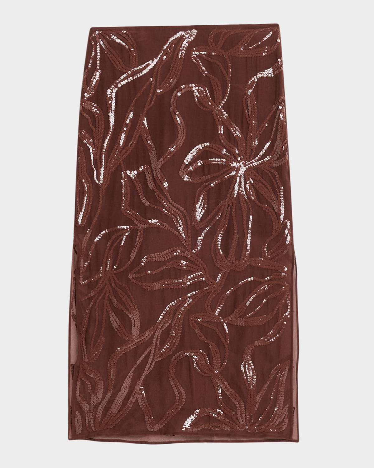 Brunello Cucinelli Sequined Georgette Midi Skirt In Brown