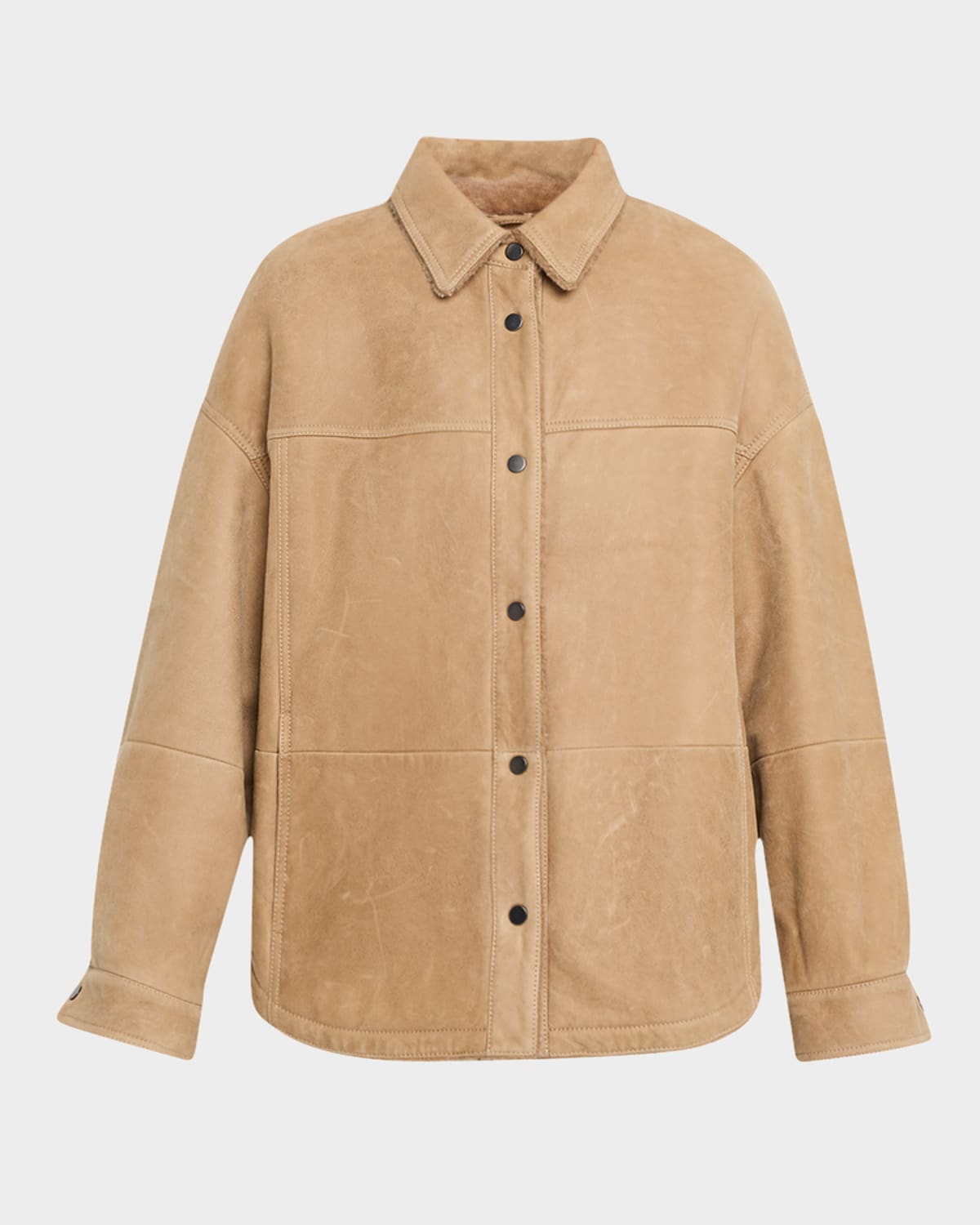 Brunello Cucinelli Lamb Shearling Shirt Jacket In Neutral