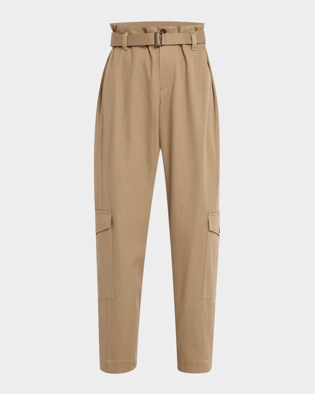 Brunello Cucinelli Cotton Couture Gabardine Tapered-Leg Ankle Jogger Pants With Belt