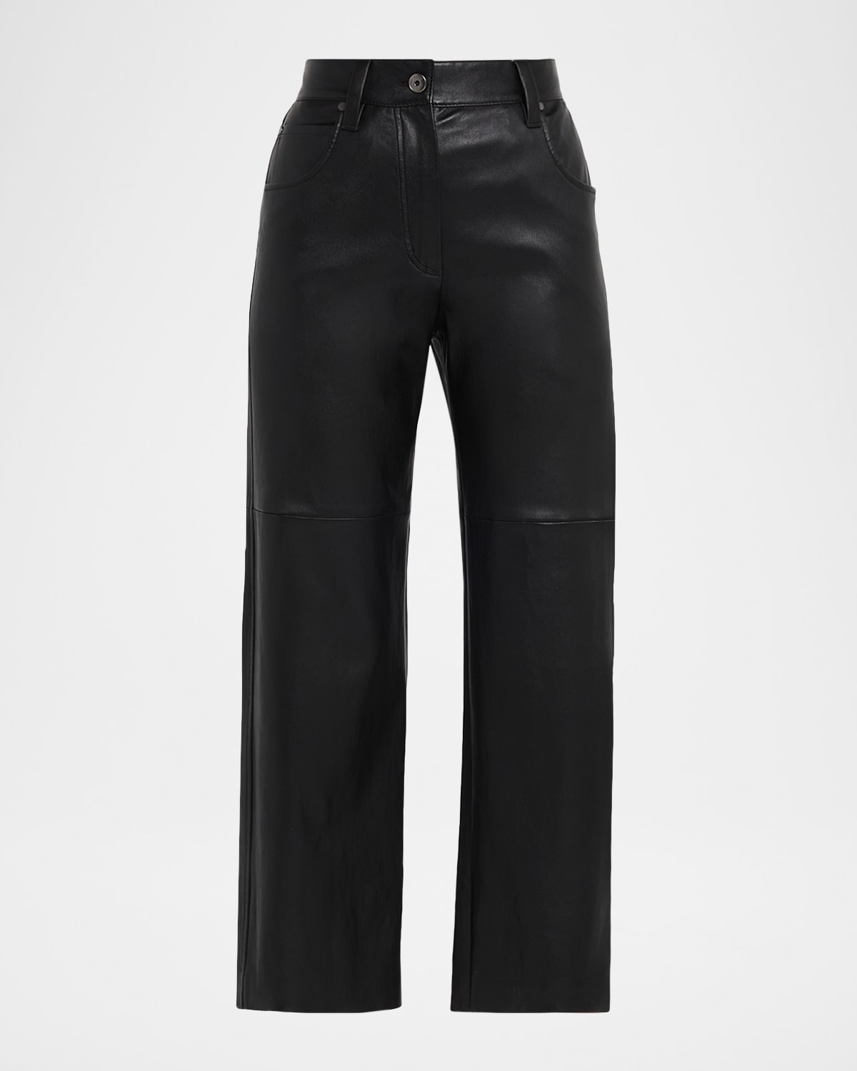 Brunello Cucinelli Straight-leg Leather Pants In Black
