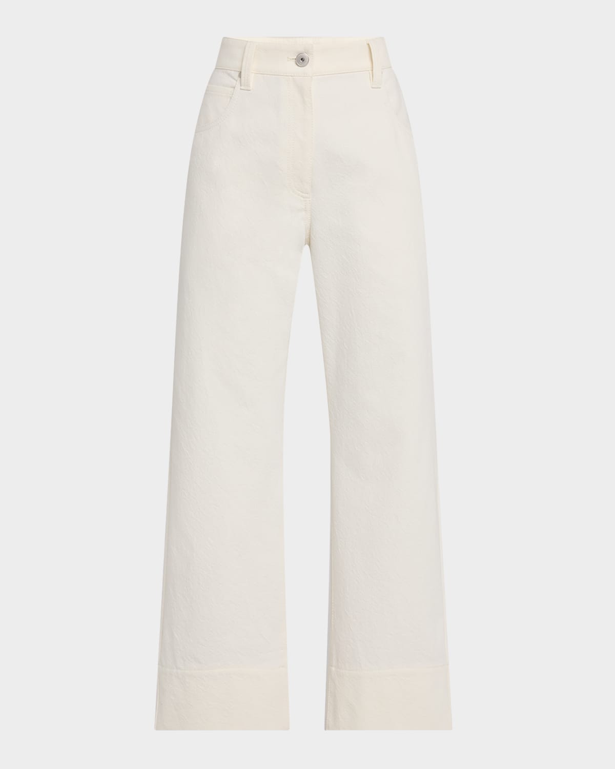 Brunello Cucinelli Cotton-wool Barrel Cuff Wide-leg Jeans In White