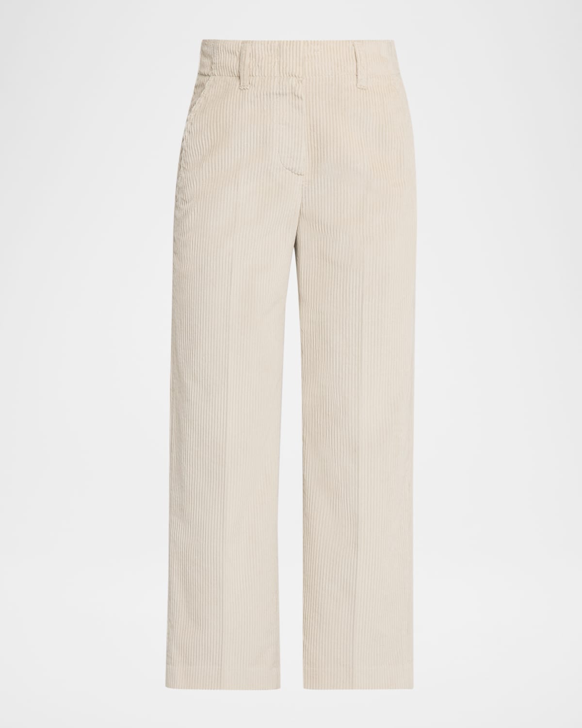 Brunello Cucinelli Cotton Corduroy Wide-leg Trousers With Monili In Neutral