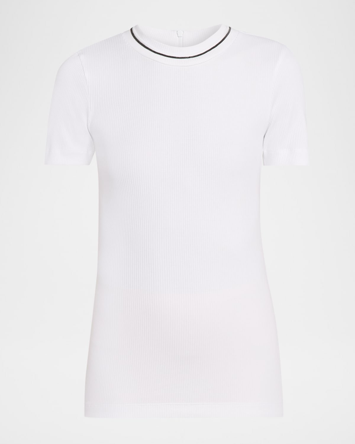 Brunello Cucinelli Monili Cotton Stretch Short-sleeve T-shirt In White