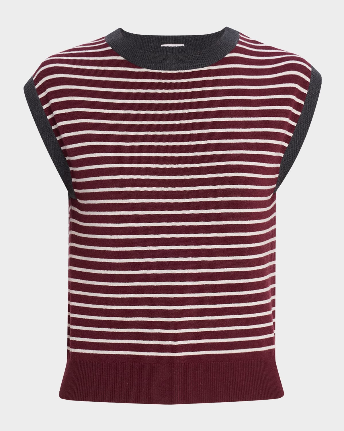 Brunello Cucinelli Striped Wool-cashmere Knit Sleeveless Sweater